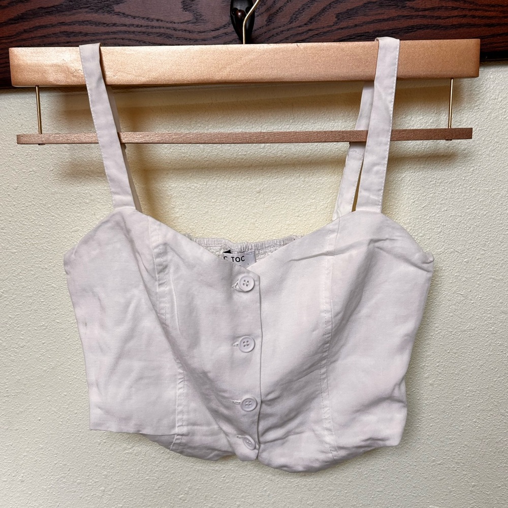 White Button-Up Crop Top
